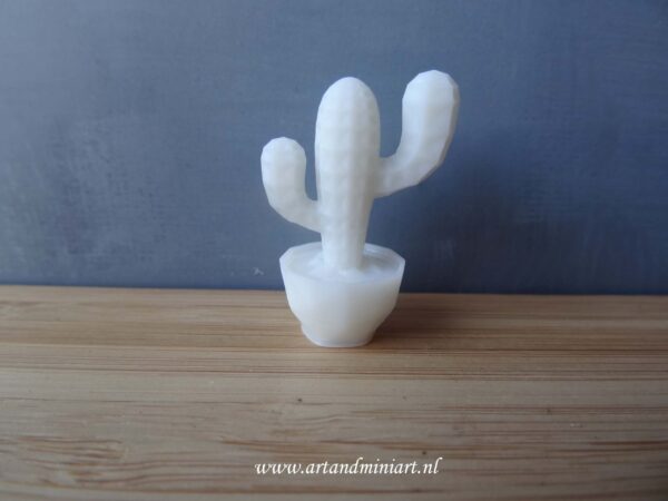 cactus, plant, resin, wit, poppenhuiis, decoratief