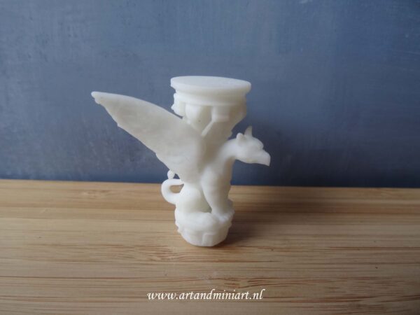 tafelpoot, tafel, decoratie, griffon, grifioen, pilaar, zuilf, overschilderbaar, over schilderen, schilderen, resin, 1:12, poppenhuis,