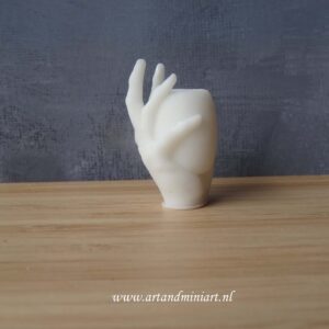 hand, decoratief, 1:12, vaas, bloempot, bloemen, planten, wit, resin, poppenhuis