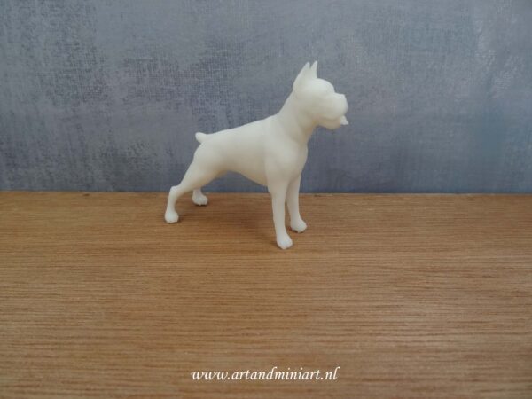 boxer, hondenras, poppenhuis, hond, miniatuur, modelbouw, decoratie, beeldje, resin