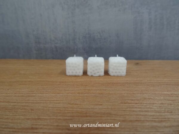 kaars, waxine, sfeer, sfeer verlichting, gezellig, warmte, poppenhuis, 1:12, wit, resin