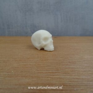 skul, schedel, skelet, dood, death, menselijk lichaam, horror, decoratie, decoratief, attractief, schilderbaar, resin, wit, poppenhuis, klein