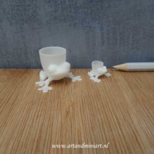 kikker, bloempot, tuinpot, poppenhuis, miniaturen, 1:12, 1:24, resin, 3d print, tuindecoratie