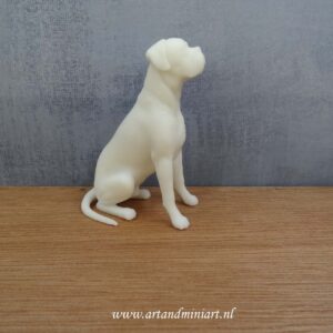 boxer, hond, huisdier, rashond, miniatuur, beeldje, poppenhuis, zelf schilderen, resin