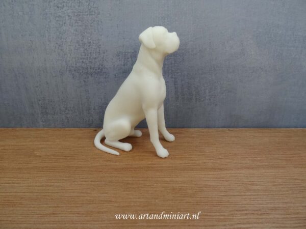 boxer, hond, huisdier, rashond, miniatuur, beeldje, poppenhuis, zelf schilderen, resin