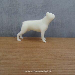 boston terrier, hond, hondenras, rashond, huisdier, zoogdier, resin, poppenhuis, miniatuur