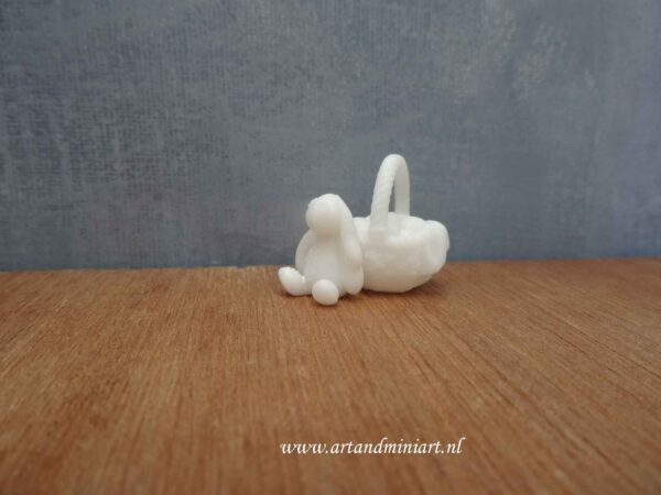 knuffel, speelgoed, paashaas, paashaas, eieren, mand, paasmand, poppenhuis, miniaturen, resin, 3d priner