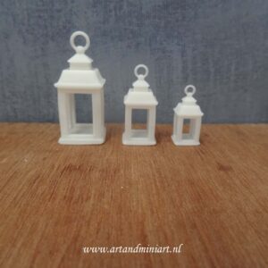 windslicht, lantaarn, poppenhuis, miniaturen, 3d print, resin, kaars, decoratie