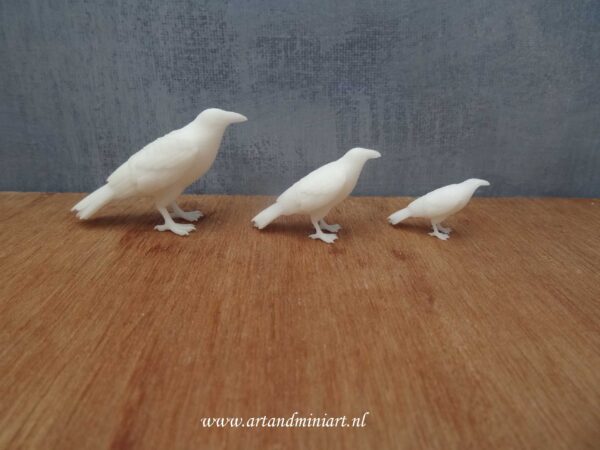 vogel, raaf, kauw, kraai, poppenhuis, miniaturen, resin , 3d print