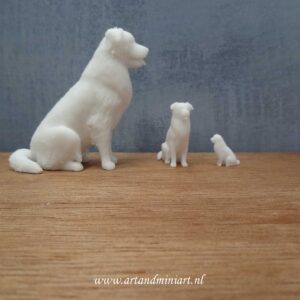 hond, zoogdier, huisdier, poppenhuis, miniaturen, teef, reu, pup, 1:12, 1:24, 1:48 resin, 3d print