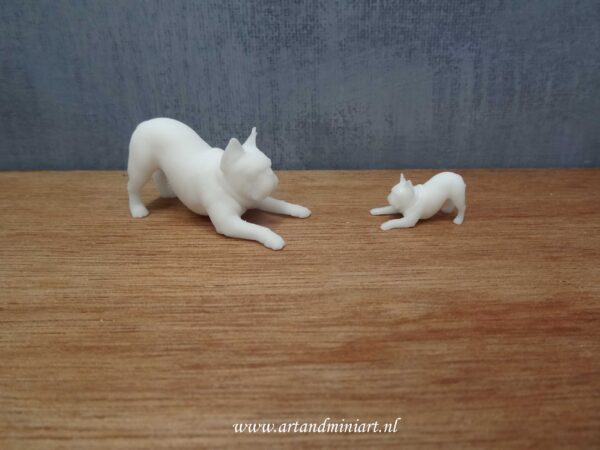 bulldog, franse bulldog, teef, reu, pup, miniaturen, resin, poppenhuis,