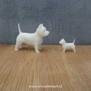 west highland terrier, hond, zoogdier, huisdier, rashond, poppenhuis, teef, reu pup, 1:12, 1:24 , resin, 3d print, malthezer leeuwtje