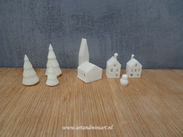 kerst, kerstdorp, kerstdecoratie, poppenhuis, miniaturen, 1:12, 3d rpint , resin