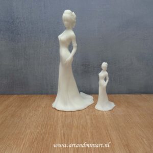 vrouw, sjiek, poppenhuis, poppenhuispop, modern, galajurk, feestelijk, bruidje, miniaturen, resin, 3d print, 1:12, 1:24