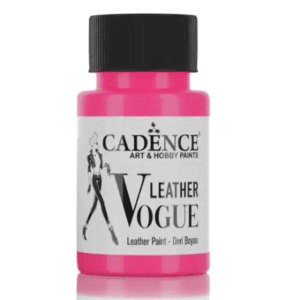 "Een potje Cadence Leer Effect Verf van 50 ml, een speciale verf die zorgt voor een realistisch leerachtig effect op diverse oppervlakken, ideaal voor creatieve projecten en ambachtelijke toepassingen