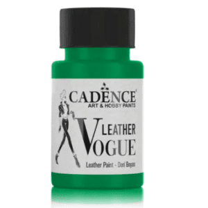 "Een potje Cadence Leer Effect Verf van 50 ml, een speciale verf die zorgt voor een realistisch leerachtig effect op diverse oppervlakken, ideaal voor creatieve projecten en ambachtelijke toepassingen